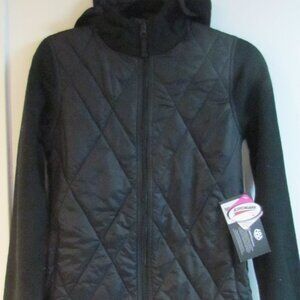 NEW 686 Performance-Dry Fleece & Quilt Black SMALL Womens Full Zip Jacket hood